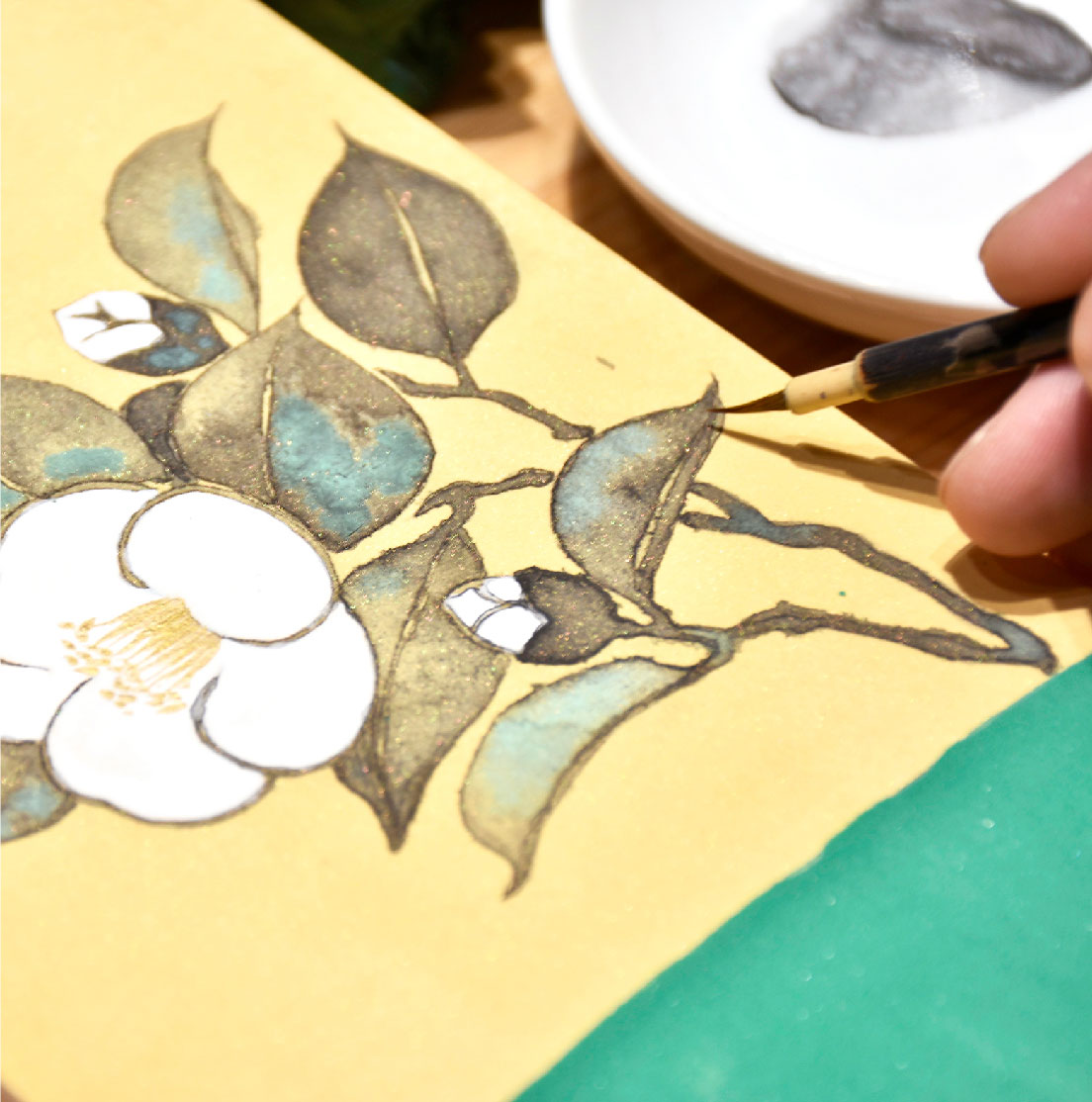 日本の伝統画材を使って<br>花をえがく/純金とマラカイトで日本画制作